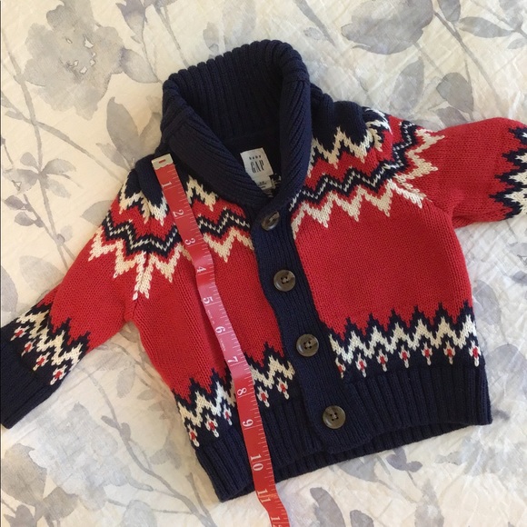 Baby Gap Red Navy White Cardigan Sweater 3/6 months - Picture 5 of 6